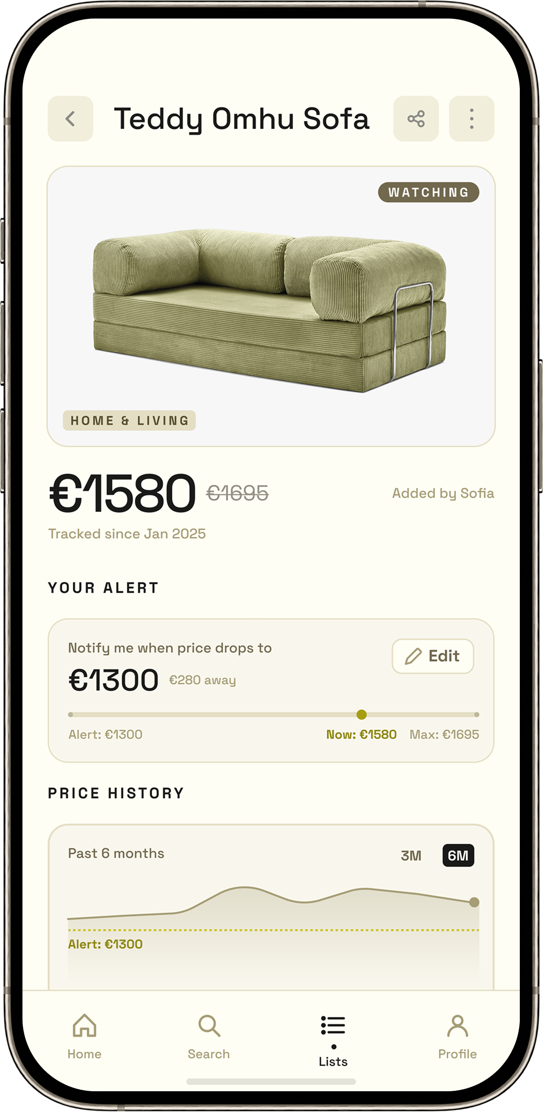 Wishio price alert